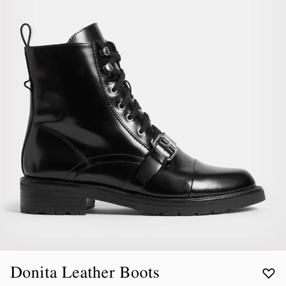 Allsaints Donita Womens Black Leather Combat Boots size US 7